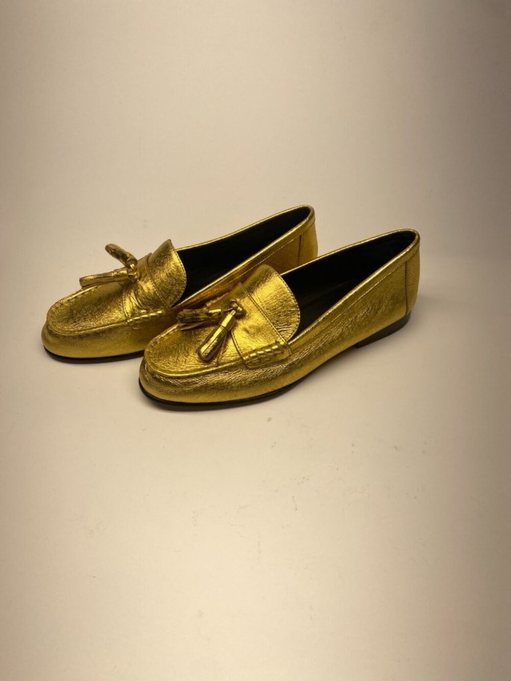 Veronica Beard Womens PennyGold Metallic Tassel Loafers Sz 7